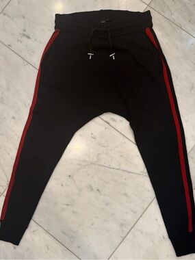 Balmain x HM Men’s Drop Crotch Knit Jogger Pants with Side Stripes size Small
